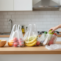 Rouleaux de sacs en plastique PE pour supermarché, personnalisés, avec soufflet latéral, pour t-shirt, avec logo