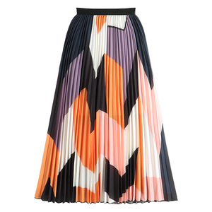 Phụ nữ thanh lịch của phụ nữ xếp li váy phụ nữ cao EO XẾP LI Màu sắc chính tả cổ điển A-line váy - Product Image 3