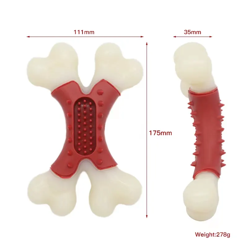 Vente chaude chien à mâcher os mâcheurs agressifs saveur nettoyage des dents pour animaux de compagnie interactif os caoutchouc Durable chien jouets à mâcher