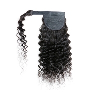 Queue de cheval en cheveux humains bouclés longs de 22 pouces, extensions de cheveux naturelles avec patchs pour queue de cheval pour femmes