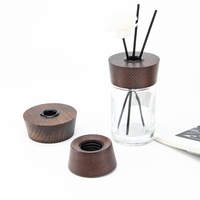 Couvercle en bois pour aromathérapie, 28 fils, en noyer naturel, rond, pour pot d'aromathérapie, couvercle personnalisé pour bougies, pour bouteilles de diffuseur