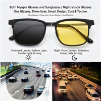 Lunettes de soleil polarisées haute définition 3-en-1 pour hommes 1802, avec vision nocturne, monture robuste en alliage, pour myopes