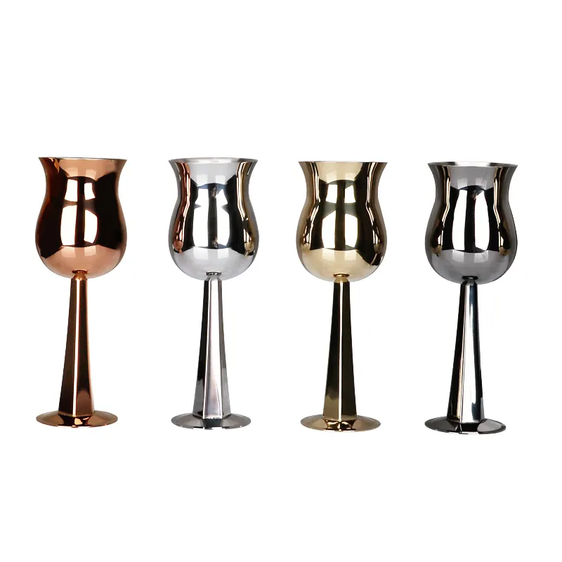 Toptan şarap bardağı es Metal şarap cam kadeh özel paslanmaz çelik flüt kadehler
