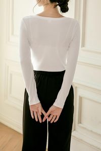 Garantía de calidad Venta al por mayor Camiseta de manga larga para mujer Moda <span class=keywords><strong>Gular</strong></span> con cuello en V y mangas largas - Product Image 6