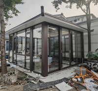 Véranda moderne à toit polygone à rupture de pont thermique, verre trempé Low-E, sur mesure, pour villa extérieure, vente en gros