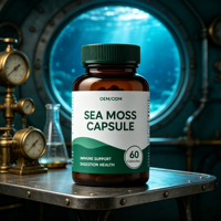 Capsules de mousse de mer en gros, formule personnalisée OEM/ODM, complément alimentaire à base de plantes, soutien immunitaire, végétalien, pour adultes