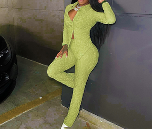 ZHEZHE di tendenza primavera <span class=keywords><strong>Boutique</strong></span> abbigliamento donna Street Wear moda manica lunga irregolare camicia e pantaloni 2 pezzi - Product Image 1