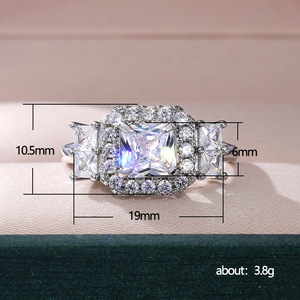 Square Cut Zircon Women Ring Elegant Proposal Wedding Daily Hand Jewelry - Product Image 3