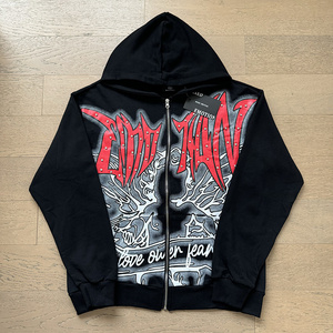 Top Quality Heavyweight 100% Cotton Mixed EMOTION High Street Diamond Pure Cardigan Zipper Hoodie Set para hombres y mujeres - Product Image 4