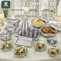Ensemble de casseroles en acier inoxydable Zhenneng de 28 pièces pour le camping, les fêtes en plein air, ensemble complet d'ustensiles de cuisine, résistant à la corrosion, durable