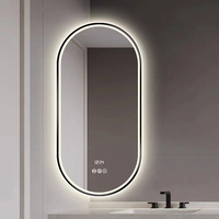Arch ovale anti-buée intelligent LED miroir de courtoisie illuminé interrupteur tactile maquillage vanité pour chambre appartement pour hôtel salle de bain maison