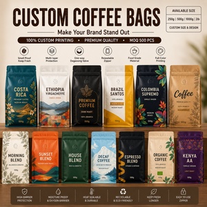 Customized Sealable Flat Bottom Smell Proof <b>Laminating</b> Portable Stand up Sealed Kraft Paper Coffee <b>Pouches</b> - Product Image 1