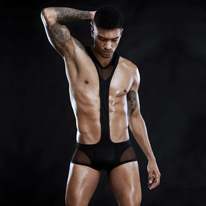 Lencería sexy masculina de malla transpirable, tanga clásica con tirantes, ropa interior tipo body, tanga de secado rápido - Product Image 4