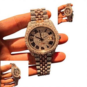 Montre mécanique de haute qualité à mouvement automatique, style hip-hop, en acier inoxydable, sertie de moissanite, résistante à l'eau 10 bars - Product Image 1