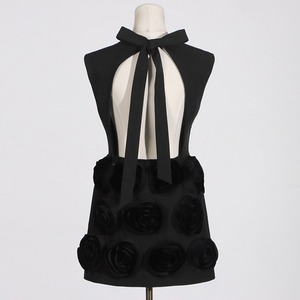 French <b>Sweet</b> Style 2025 Spring New Office Style Neck Sleeveless Natural Waist Short Knee Three-Dimensional Flower Splicing - Product Image 4