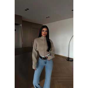 เสื้อคาร์ดิแกนไหมพรมแบบมีฮู้ด ซิปคู่ สไตล์ลำลองสำหรับฤดูใบไม้ร่วง รุ่น Stone Balboa ลายพิมพ์และลายเรียบ ทอแบบถัก - Product Image 2