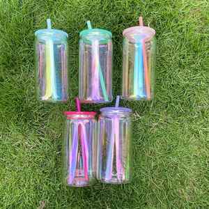 โลโก้แบบกำหนดเอง แก้วเบียร์สีรุ้งเคลือบสี ขนาด 16 ออนซ์ สำหรับแก้วน้ำไวนิล - Product Image 1