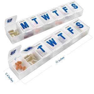 Vente en gros Nouvelle Offre Spéciale Boîte à pilules Medibox personnalisable avec logo, en PP de qualité alimentaire, à l'épreuve des enfants, options multicolores, portable, boîte de 7 jours - Product Image 1