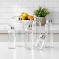 Botella de Agua de Vidrio Transparente Reutilizable de 300ml, 420ml, 500ml con Logotipo Personalizado de Fábrica