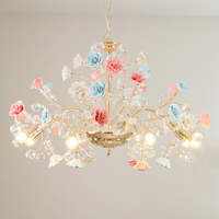 Lampe d'art moderne faite à la main en céramique décoration lustres or rose fleur lustres luxe nouveaux luminaires pour salon chambre