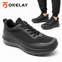 Chaussures de sport décontractées noires pour hommes avec logo personnalisé, en gros, respirantes, en maille légère, antidérapantes, à lacets