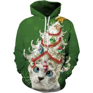 Fitspi toptan özel noel kazak komik artı boyutu cepler ile Hoodie kazak tişörtü