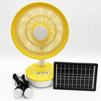 Ventilateur de table solaire rechargeable en métal de 12 pouces, double alimentation AC/DC, panneau solaire 5W, lampe LED, 3 vitesses, moteur silencieux en cuivre, autonomie de 6 heures