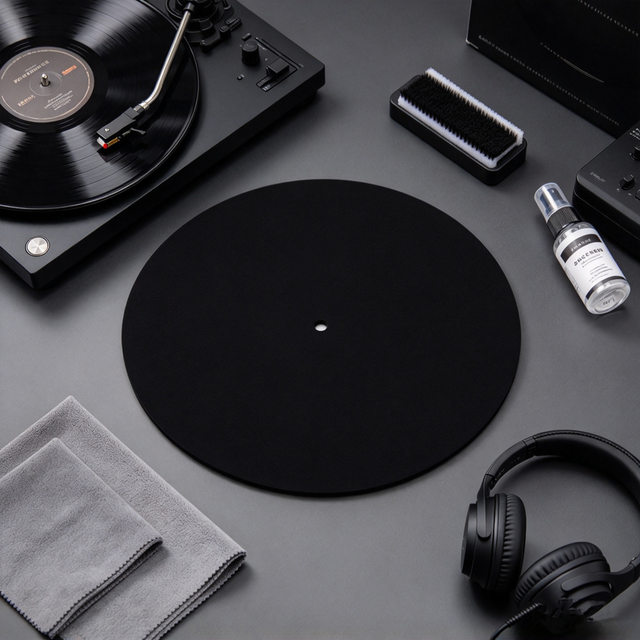 Leather Record Player Turntable Mat to Help Reduce Noise LP Vinyl Turntable Soft Slip Mat Storage Bag
