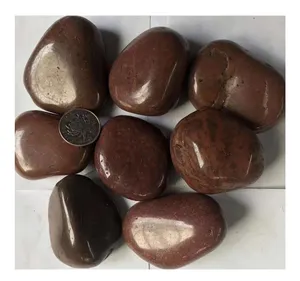 natural red color river stone polished decoration stone factory price