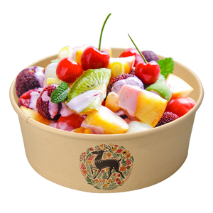 Biodegradable Kraft And Take Away Bamboo Round Or Square Disposable Salad <strong>Bowls</strong> <strong>with</strong> Clear PET <strong>Lid</strong> - Product Image 2