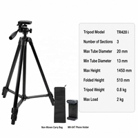 Trépied de téléphone en tube de fer robuste, support de caméra de 57 pouces avec support de téléphone pour DSLR, projecteur, vidéo en direct