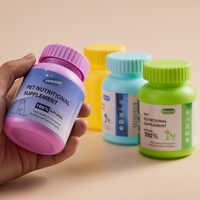 Bouteilles en plastique HDPE de couleur personnalisée 200cc Bouteille d'emballage en plastique pour médicaments avec bouchon à l'épreuve des enfants pour capsules de qualité alimentaire