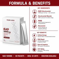 Capsules NAD+ 1000mg en vente directe d'usine, 30 sachets, nicotinamide riboside, PQQ, resvératrol, antioxydant, anti-âge, complément alimentaire