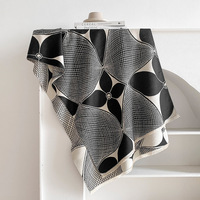 Écharpe longue chaude d'hiver 185 cm pour femme, châle en cachemire, motif abstrait coréen, couleur contrastante, écharpe tour de cou