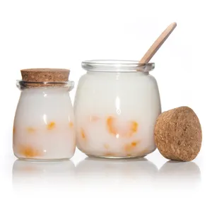 Wholesale 200ml 100ml Glass Pudding Jar Milk Bottle With Lids And Cork Suppliers