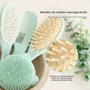 Set de Baño para Bebé: Champú, Cojín de Madera de Haya Suave, Peine de Masaje, Cepillo de Silicona con <span class=keywords><strong>Dientes</strong></span> Finos, Cepillo Pequeño con Bolsa de Aire - Product Image 3