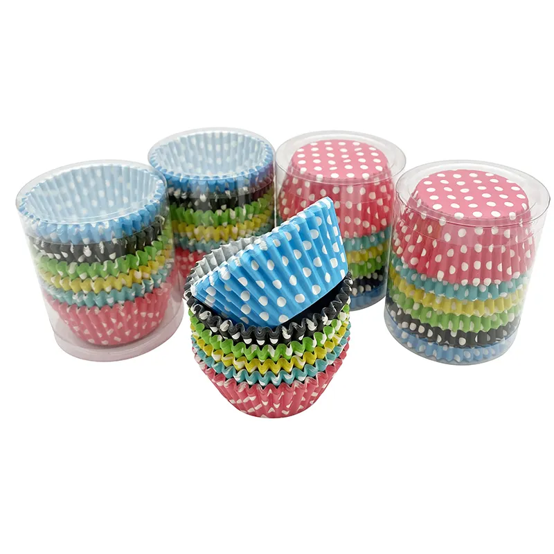 150pcs Polka Dot Designs fodere per Cupcake pirottini da forno in carta prezzo economico all'ingrosso della fabbrica supporto per Cupcake
