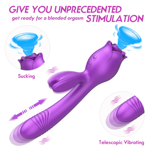 3-in-1-<span class=keywords><strong>Rabbit</strong></span>-Vibrator in Rosenform mit Saug-, Stoß- und Vibrationsfunktion zur G-Punkt-, Vaginal- und Klitorisstimulation – Sextoy für Frauen - Product Image 2