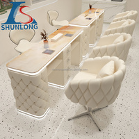 Ensemble table et chaise de manucure de luxe, moderne, pour salon de beauté, poste de travail individuel pour technicien en ongles