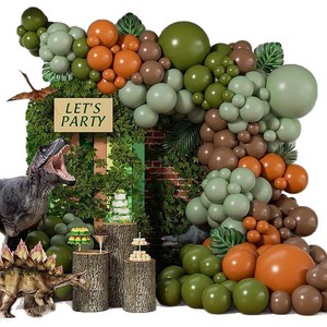 2025 nouvelles tendances en gros Jungle Safari thème bébé douche anniversaire <span class=keywords><strong>ballon</strong></span> arc Kit sauge vert dinosaure fête décoration idées - Product Image 5