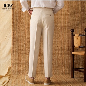 กางเกงขายาวทรงตรงเอวสูงผ้าลินินผสมฝ้ายสไตล์เนเปิลส์สำหรับผู้ชายรุ่นใหม่ประจำฤดูร้อนปี 2025 ระบายอากาศได้ดีและใช้งานได้หลากหลาย - Product Image 5