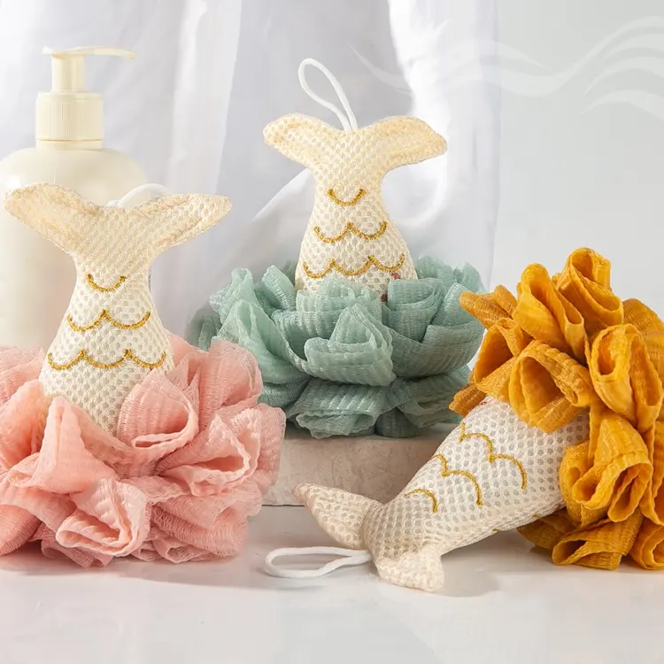 GLOWAY Esponja de banho de malha para crianças, esponja de banho personalizável para brinquedo de desenho animado, ideal para a pele