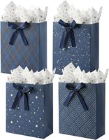 Bolsas de Regalo Surtidas Premium Azules con Papel de Seda para Cumpleaños, Baby Shower, Bodas, Recuerdos de Fiesta, Regalos Navideños
