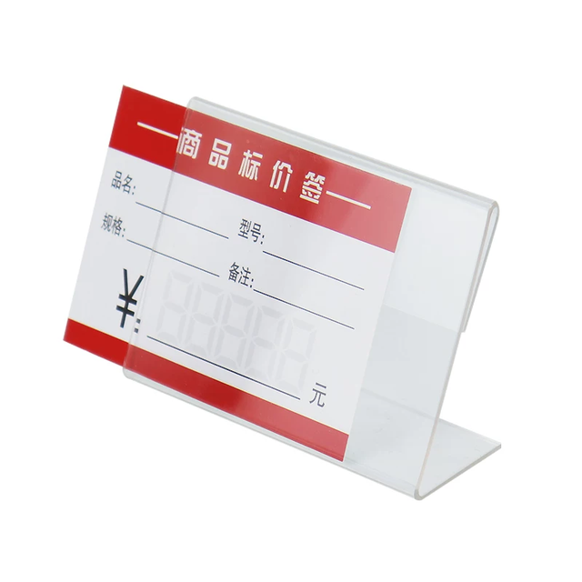 Clear Acrylic L-Shaped Display Stand for Table Cards Price Tags Name Plates Desktop Sign Holder-Retail Shops & Offices