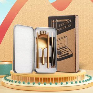 4 Trong 1 Có Thể Gập Lại Flatware Kích Thước Bỏ Túi Bằng Thép Không Gỉ Có Thể Tháo Rời Muỗng Cầm Tay Dao Và Đũa Du Lịch Ngoài Trời Cắm Trại U - Product Image 2