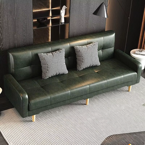 Canapé-lit pliable en cuir à double usage pour balcon, petit appartement, salon, multifonctionnel pour salon de beauté, bureau, style décontracté - Product Image 6