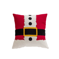 Housse de coussin brodée et tuftée pour Noël, motif bonbon et chapeau de Père Noël, décorations de fête de Noël