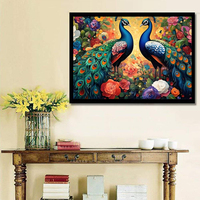 Peinture Diamant 5D Personnalisée Paon Rond Entièrement Brodé, Points de Diamant, Artisanat DIY, Image Animale, Gemmes Artistiques pour Adultes, Décoration Murale Maison