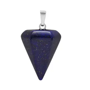 HY Best Selling Natural Crystal Conical Pendant Quartz Mineral Jewelry wicca Ling Pendulum statue carving for decoration