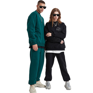 Usine en gros hommes sportif polaire 360G col rond coton survêtement sweat ensemble couleur unie hiver sweat à capuche ensemble meilleur - Product Image 1